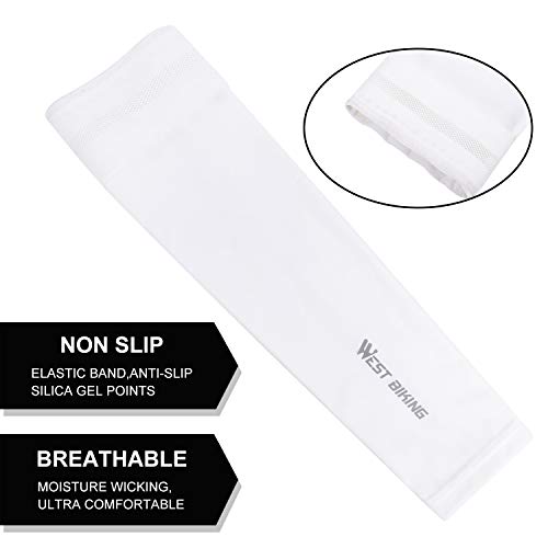 WESTGIRL Cooling Arm Sleeves UV Protection, Breathable Non-Slip Long Sun Sleeves Arm Warmers Covers for Men Women, Perfect for Cycling Driving Running Basketball Football Golf, 1 Pair