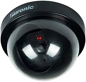 Bullet Dummy Fake Surveillance Security CCTV Dome Camera Indoor Outdoor with one LED Light + Warning Security Alert Sticker Decals (1 Pack Dome, Black)