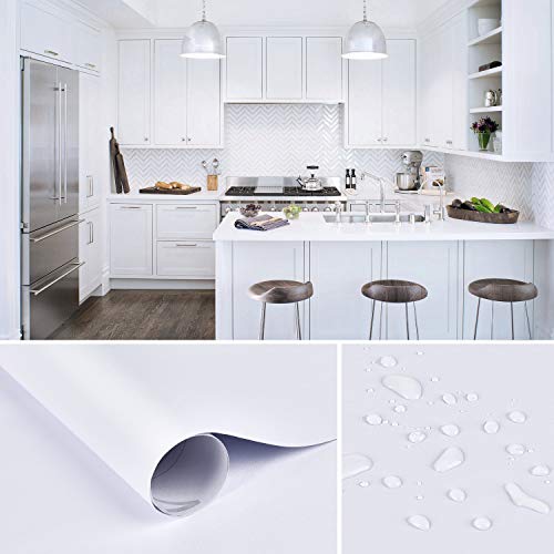 Symoden 15.7" x 78.7" Matte White Wallpaper White Peel and Stick