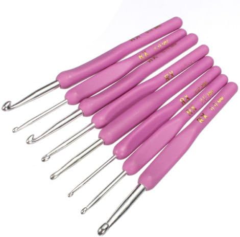 Crochet Hook Set Ergonomic Handle Aluminum Crochet Hooks Knitting Needles Knit Weave Craft Tool Crocheting Crochet Hook Kit with Case in Different Sizes (8Pcs Crochet hook)