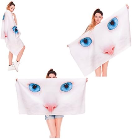Fiber Polyester Reactive 3D digital Print Bright Colors Beach Bathrobes Towel (cat blue eyes)