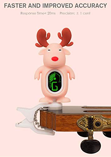 SWIFF Guitar Tuner Clip-On with Clear Bright Clear LCD Display for All String Instruments Bass, Ukulele,Violin Accessories(Reindeer Light beige) - Thumbnail 4