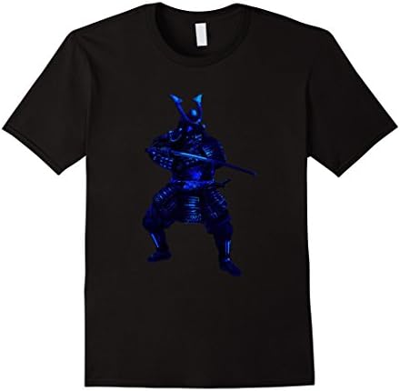 Mens Dark Blue Cold Blood Japanese Samurai Warrior In Armor Shirt XL Black