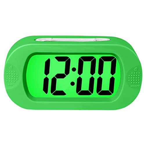 ZHPUAT Colorful Light Digital Alarm Clock with Snooze, Simple Setting, Progressive Alarm, Battery Operated, Shockproof, The Ideal Gift Clock For Kids & Convenient for Travel (Green)
