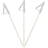 Silver Glitter 4th Birthday Centerpiece Sticks, 12-Pack Number 4 Table Topper Anniversary Party Decorations