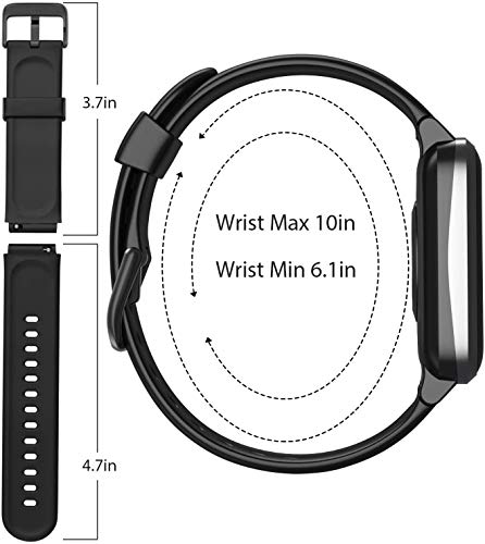 Fitpolo ID205L Smartwatch Replacement Bands Smart Watch Strap (Black + Blue) - Image 3