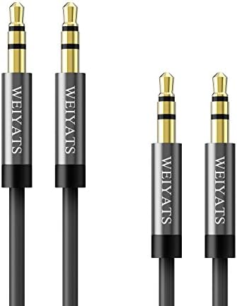 AUX Cable Audio Cord(2 Pack, 3.3ft - Copper Shell), 3.5mm Auxiliary Audio Cable, AUX Cord for Headphones, Car/Home Stereors, Apple iPod iPone iPad, Echo Dot, Beats&More - Black