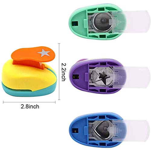 Paper Puncher Scrapbook Hole Paper Punchers Embossing Scrapbooking Crafts Paper Cutting DIY Card DIY Craft Shaper Puncher Set for Kids Pack of 3,Heart,Circle,Star