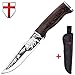 Hunting Knife - Survival Knives with Sheath - Engraved Fixed Blade Knife - Hunter Bushcraft Bowie Knofe - Classic Long Blade Knifes with Wood Handle for Men - Best for Hunting Camping Defense 2428