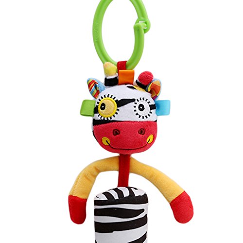 Meolin Baby Rattle Soft Plush Baby Car Seat Revolving Hanging Rattles Dangle Toy Mobiles Handbell,Striped little donkey,11.8inch