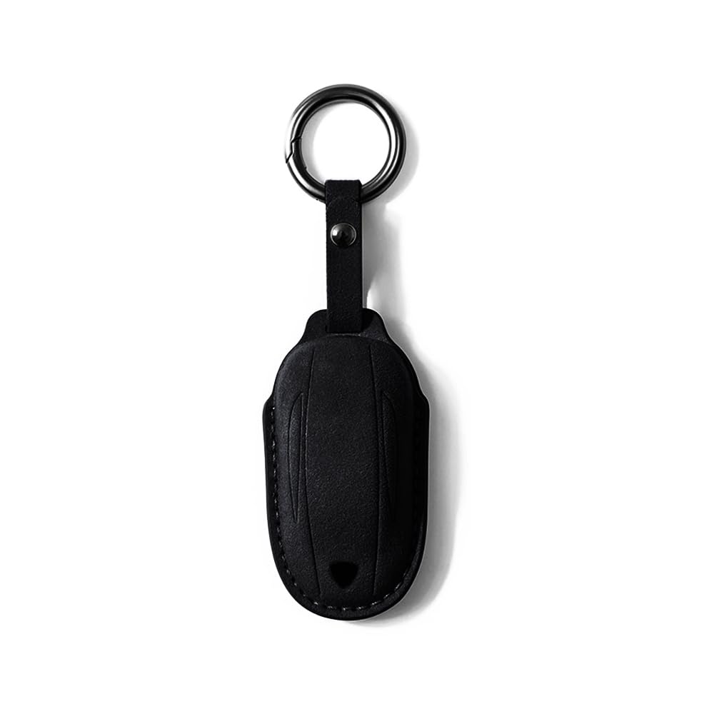 Photo 1 of Vnephoo Tesla Model 3 Y S X Smart Key Fob Case Suede Leather Black Anti Drop Scratch Resistant Comfortable Touch Keychain Cover Protector Accessory (Black, Model 3/Y/S)