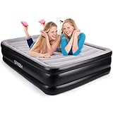 SPREEY Queen Air Mattress,Inflatable Blow Up Camping Bed with Built in Pump,Elevated Double High Airbed for Guests Flocked Top,Storage Bag with 1-Year Guarantee,Inflated Size: 79.9×60.2×17.7”,Black