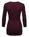 LL WT1255 Women's Deep V Neck 3/4 Sleeve Slim Fitted T-Shirt Casual Cross Surplice Wrap Tops XXL Wine