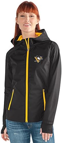 GIII For Her NHL Pittsburgh Penguins Women's Onside Kick Light Weight Full Zip Jacket, Large, Black