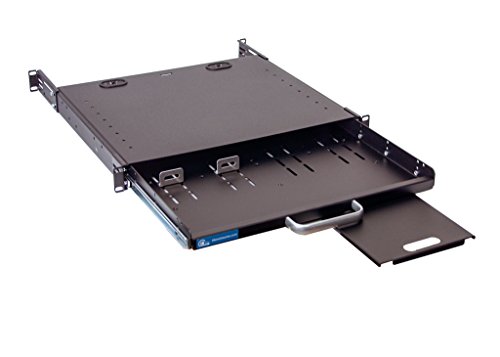 1U Compact rack mount keyboard drawer with retractable mouse pad for right or left hand operator supports 2 post and 4 post rack cabinet - Thumbnail 7