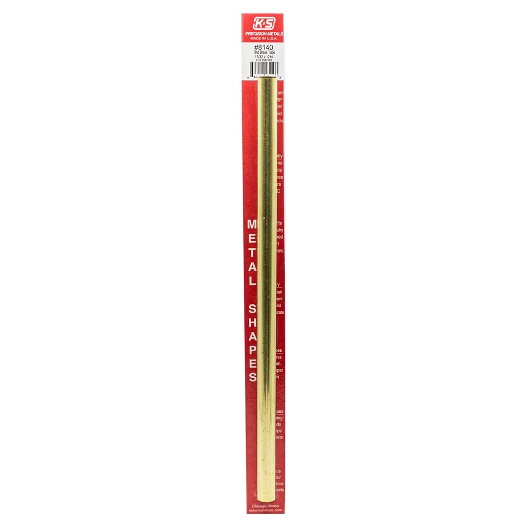 K & S Precision Metals 8140 8139 K&S Metal Round Tube 1/2" D X 12" L Brass Carded, Pack of 1