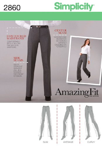 Simplicity Amazing Fit Pattern 2860 Misses Miss Petite Pants with Individual Pattern Pieces Sizes 14-16-18-20-22