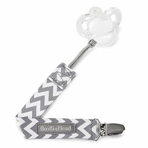 BooginHead - PaciGrip Pacifier Clip and Pacifier Holder with Universal Loop - Chevron, Gray and White