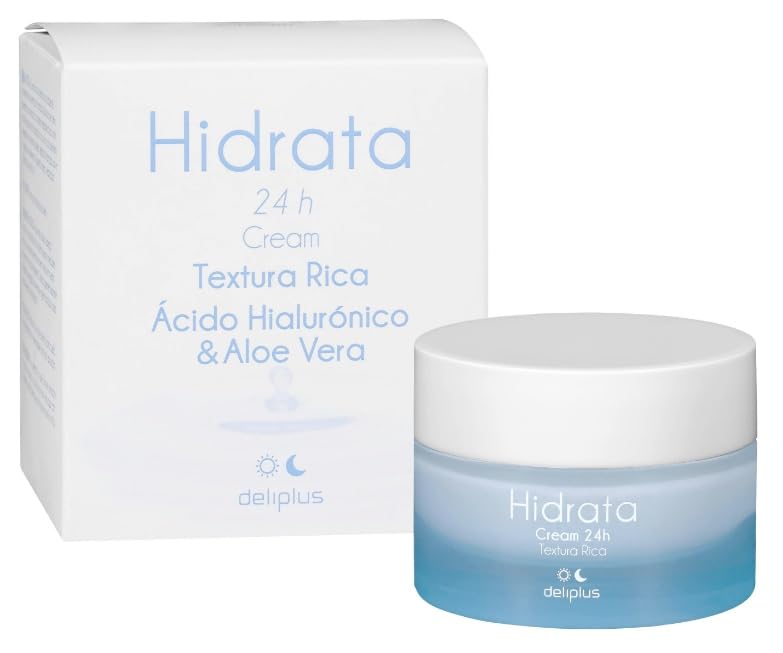 Rich Texture Hydrates Facial Cream 50 ml. with Hyaluronic Acid and Aloe Vera for all skin types. Deliplus