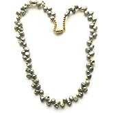 Genuine Gray Pearl Necklace, small natural Keshi Pearls, gold plated bead spacer Necklace, Freshwater culture pearls