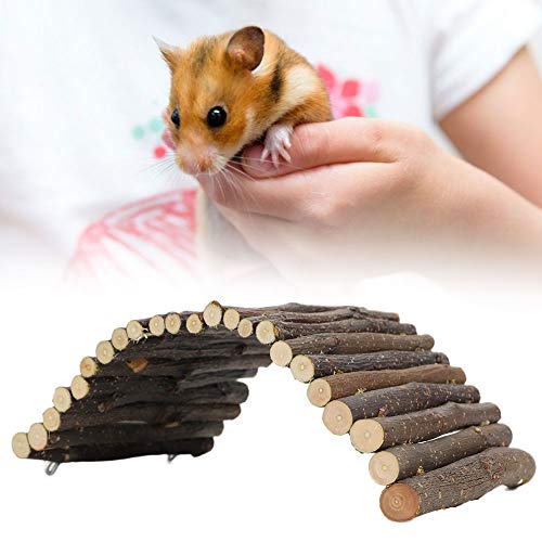 Hamster Wooden Bridge Small Animals Wooden Arch Bridge Ladder Small Animal Cage Decoration for Guinea Pig Chinchilla Ferret Reptile (S)