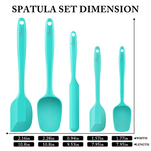 HOTEC Food Grade Silicone Rubber Spatula Set Kitchen Utensils for Baking, Cooking, and Mixing