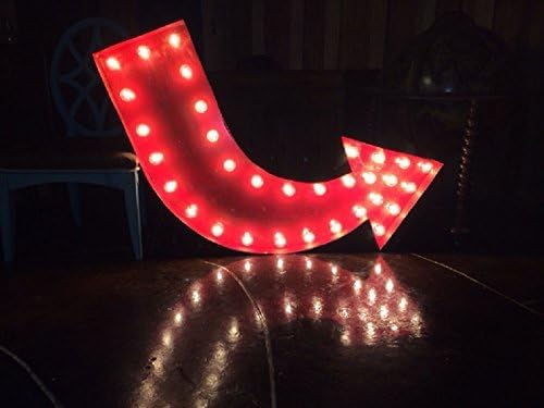 Vintage Rustic Painted Marquee Curved Arrow Sign
