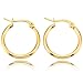 MOWOM Gold Tone Stainless Steel Hoop huggie Earrings Classic Charm Elegant (3 Pairs)