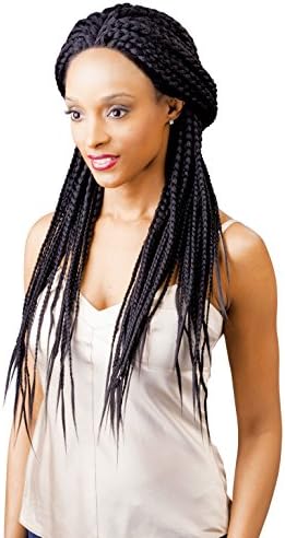 100% Kanekalon Magic Lace Front Wigs Senegal BOX BRAID for Women X-Pression #1 -32 Inches (2)