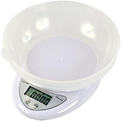 WiseField Digital Kitchen Food Bowl Scale Gram Weight, 11lb 5kg (White)