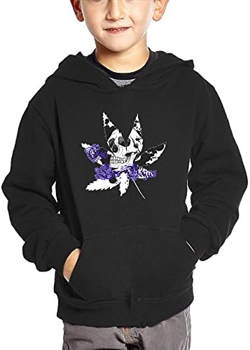 KIMOJI Leaf Vector Skull Black Cool Kid's Classic Unisex Popular Hooded Hoodies With Pocket