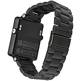 Garmin vivoactive Replacement Watch Band,Shangpule Stainless Steel Metal Replacement Smart Watch Band Link Bracelet with Double Button Folding Clasp for Garmin vivoactive (Black)