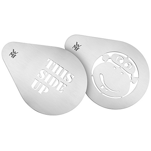 WMF Barista Cappuccino Schablone-Set 2-teilig Monkeyside, Cromargan Edelstahl poliert, spülmaschinengeeignet
