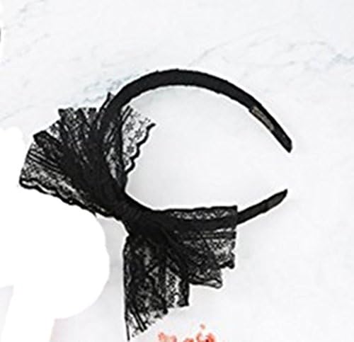 Chenshon Party Lace Bow Headband Hair Band 80s Costumes for Women-Black