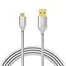 Anker 6ft / 1.8m Nylon Braided Tangle-Free Micro USB Cable with Gold-Plated Connectors for Android, Samsung, HTC, Nokia, Sony and More (Silver)