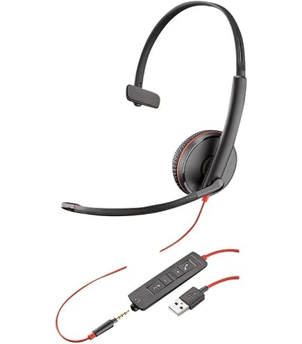 Plantronics Blackwire 3315 Cuffie USB-A Mono Con Microfono – Cablate Per PC/Mac E Cellulare