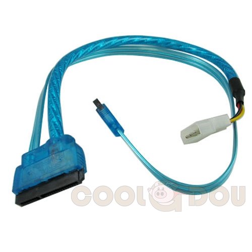 CG 18 inch SATA 3.0 and SATA POWER 15 pin combo cable,UV Blue Color #OK105