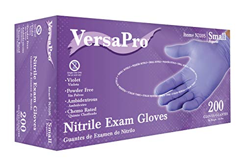Nitrile Exam Gloves - Medical Grade, Powder Free, Latex Rubber Free, Disposable, Non Sterile, Food Safe, Indigo color, 200 Count, Size Small