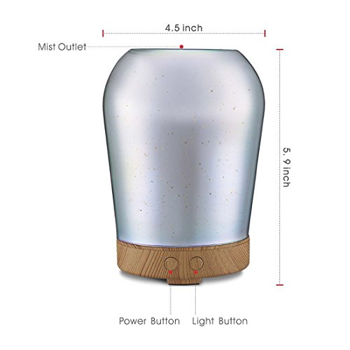 Essential Oil Diffuser 3D Glass Ultrasonic Air Humidifier 100ml with 14 Color Changing LED lights Waterless Auto Shut-off Function for Home Office Baby Room - Candlestick - Thumbnail 2