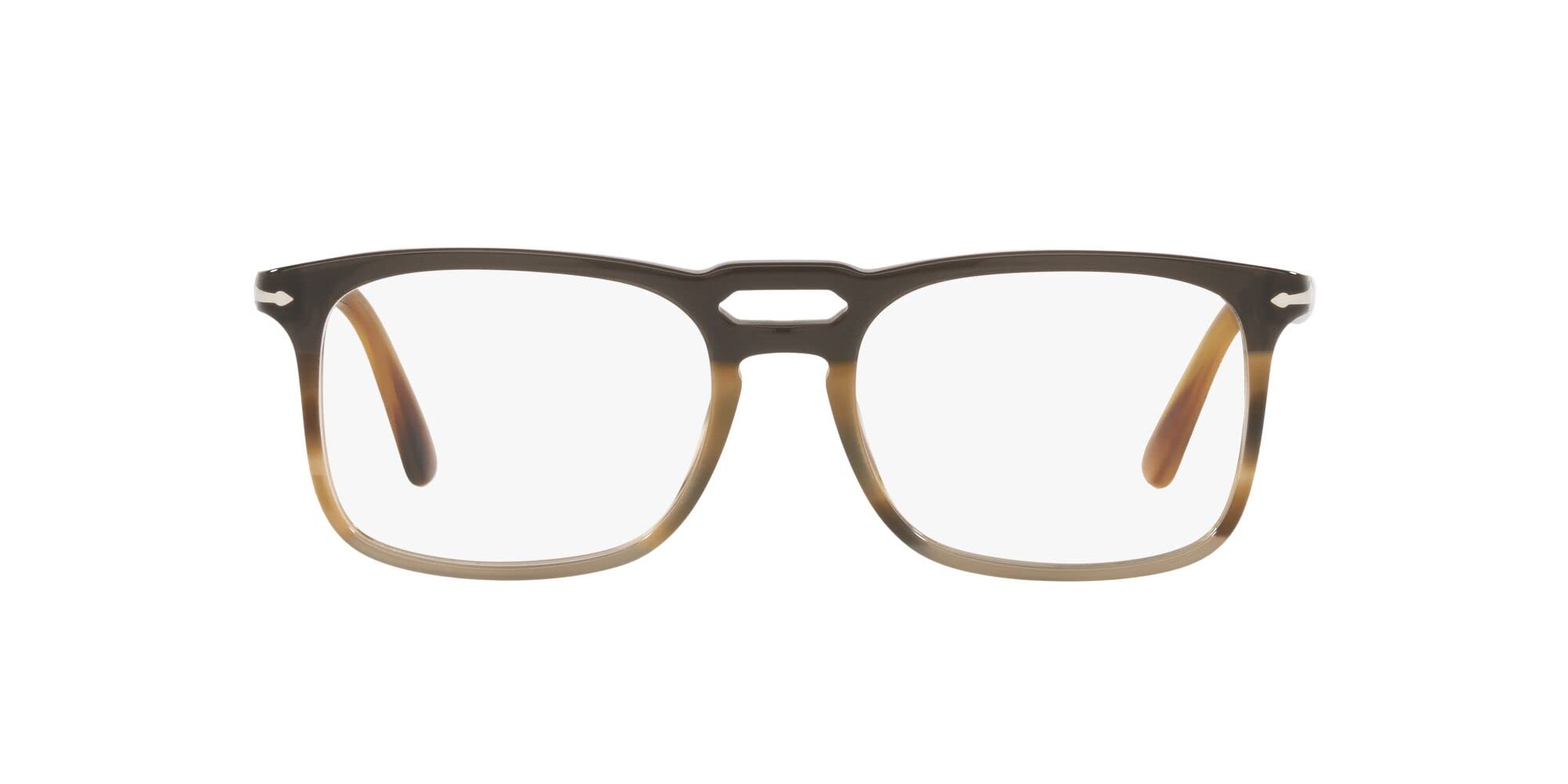 Photo 1 of Persol PO3277V Square Prescription Eyewear Frames, Black/Striped Grey/Demo Lens, 54 mm
