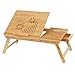 Songmics Laptop Desk Table with USB Fan Bamboo Wood Breakfast Serving Bed Tray Adjustable Tilting Top Drawer ULLD003