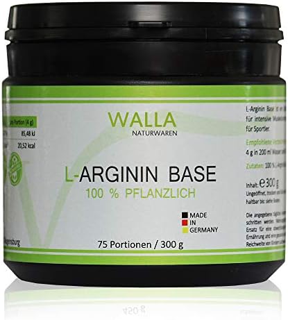 L-arginine base 300 g powder high dose. 100 % vegetable by fermentation. Premium quality - maximum organic availability for more strength, endurance, concentration and much more