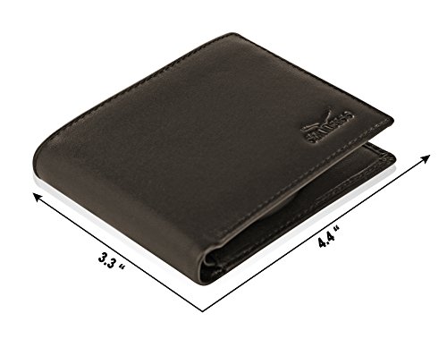 Slim Bifold Wallet For Men Genuine Leather RFID Blocking,Packed In Stylish Gift Box (Dark brown)