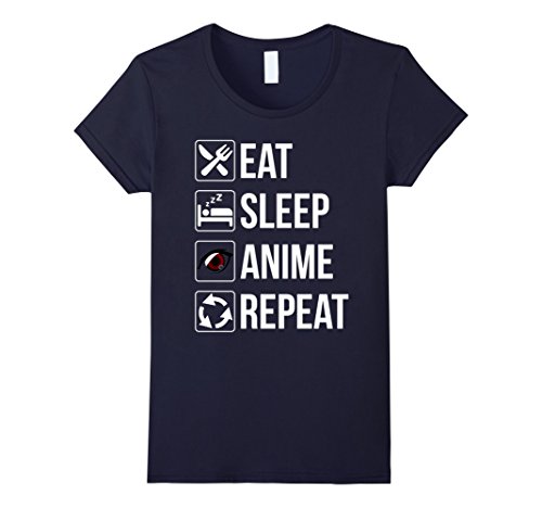 Women s funny eat sleep anime repeat tshirt large navy