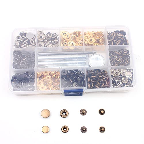 Brass Double Cap Rivets Leather Rivets Double Cap Rivets with Fixing Tool Kit for DIY Leather Craft Repairing Decoration