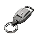VVAY Electric Coil Kechain Keyring Lighter USB Rechargeable, Windproof Wind Resistant Proof Flameless Fireless Electrical Electronic Key Chain Ring Tungsten Lighter, Man’s Gift, Metall (Black)