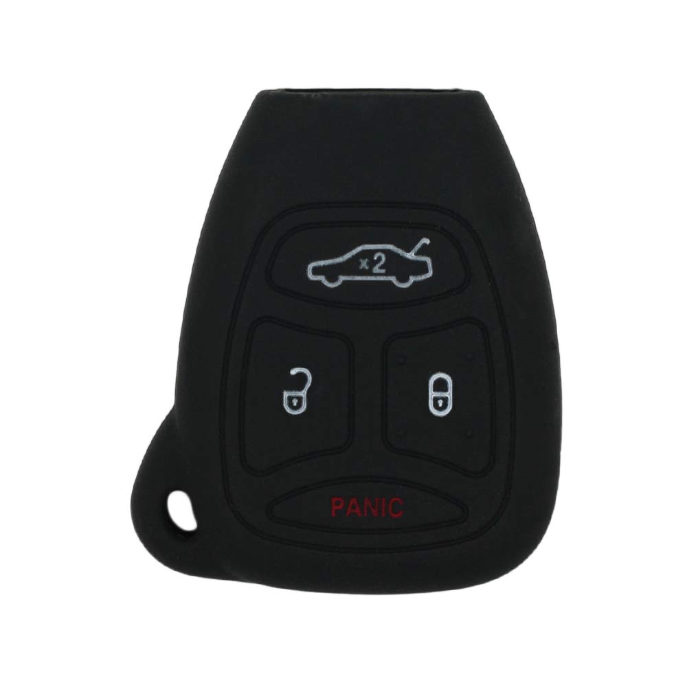 BROVACS Silicone Cover Protector Case Holder Skin Jacket Compatible with DODGE JEEP CHRYSLER MITSUBISHI 4 Button Remote Key Fob CV9752 Black