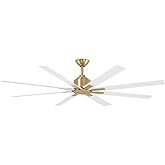 MINKA-AIRE F896-84-SBR/WHF Xtreme H2O 84 Inch DC Motor Outdoor Ceiling Fan with Remote Control in Soft Brass Finish with Flat