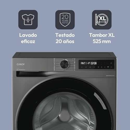 ProWash 500 BR 49SBL8G-S, Lavadora 9 KG, 1400 RPM, Display Digital, Conectividad WIFI, 16 Ciclos, Motor Inverter, Inicio Diferido 24H, Bloqueo Infantil, Tambor 52,5cm, 72 DB, Antracita