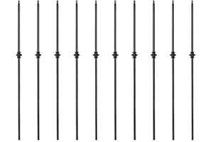 Elecmate Staircase Iron Balusters (Box of 10) Stair Spindles 1/2" Square Metal Balusters - Hollow Single Knuckle Staircase Spindles (Real Satin Black), E03-1